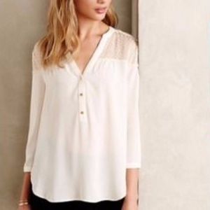 ANTHROPOLOGIE Maeve Vantaa Henley Lace Blouse Sz 2